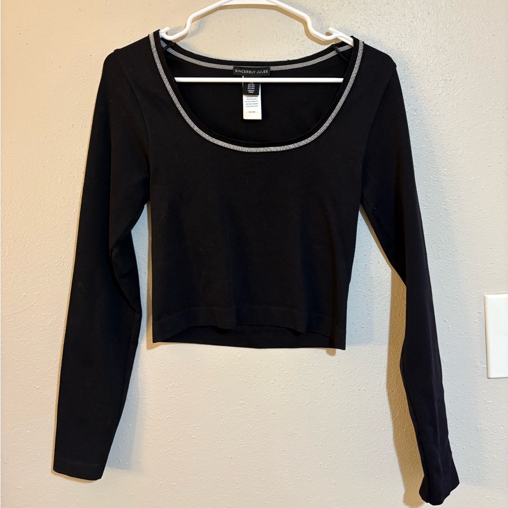 Sincerely Jules Black Long Sleeve Crop Top